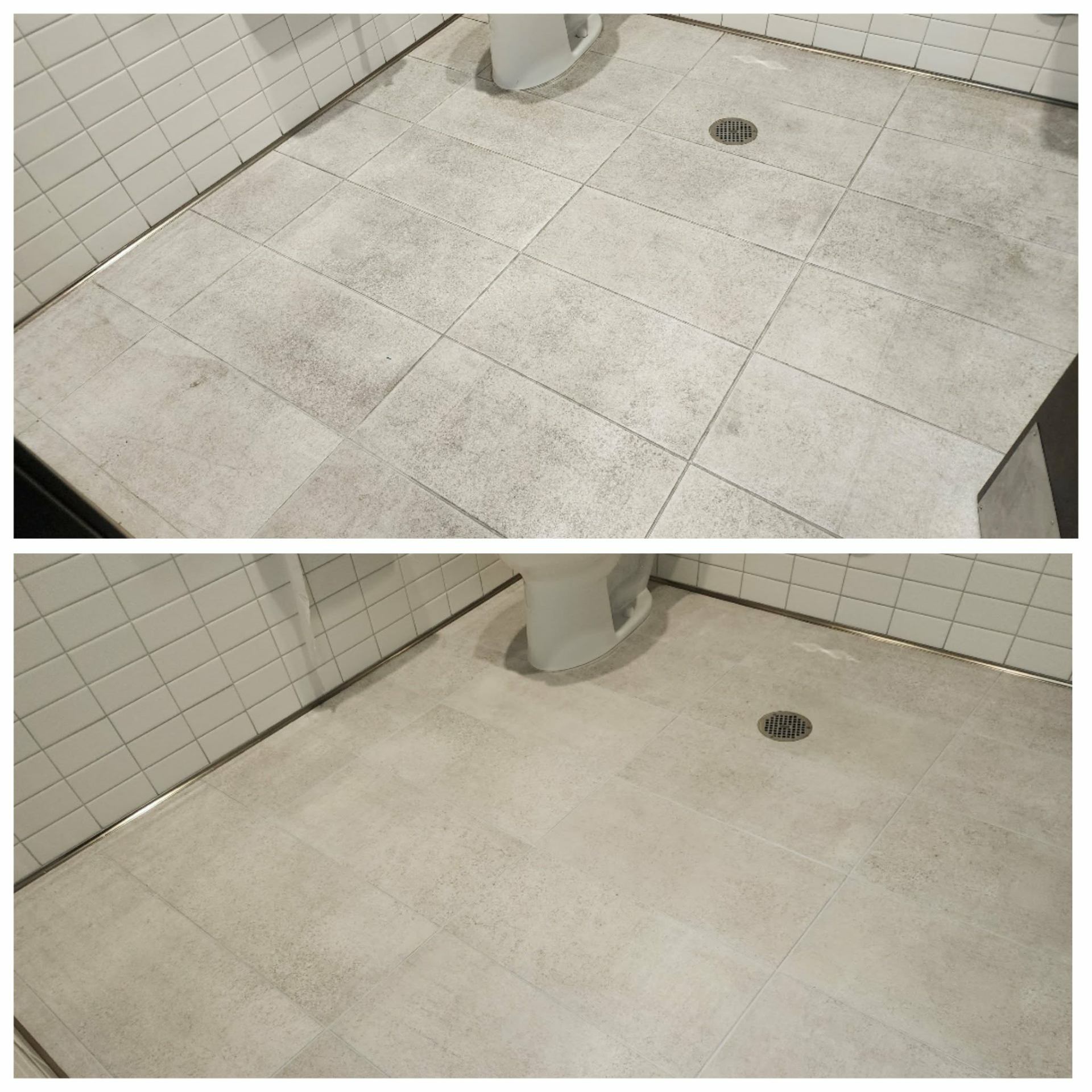 Before and after tile and grout restoration in Gilbert Arizona home showing dramatic transformation