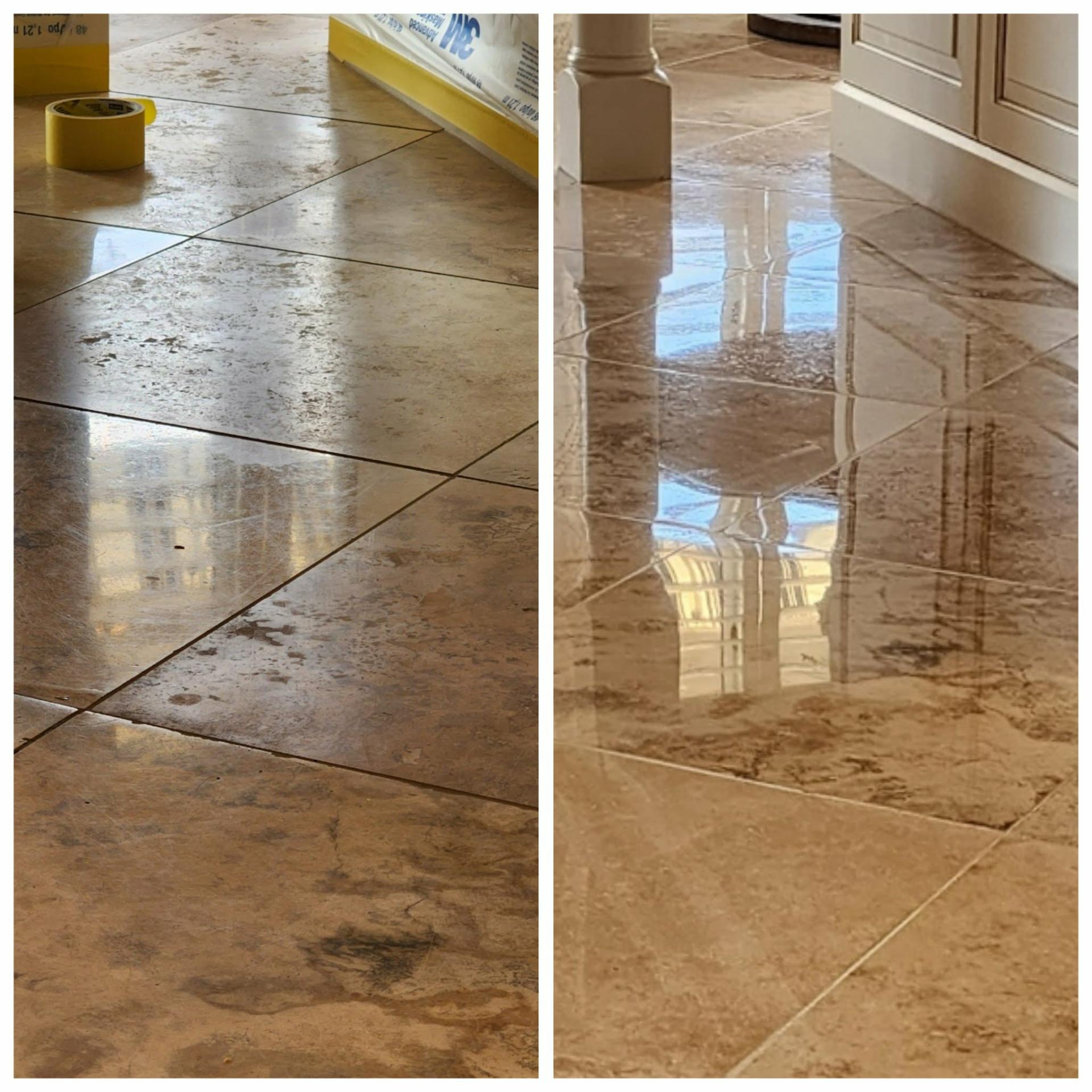 Travertine Floor Polishing - Before